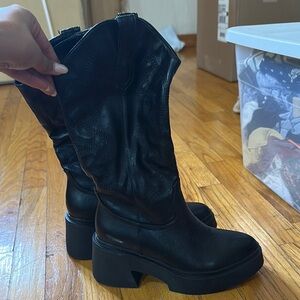 Black Leather Cowboy Boots